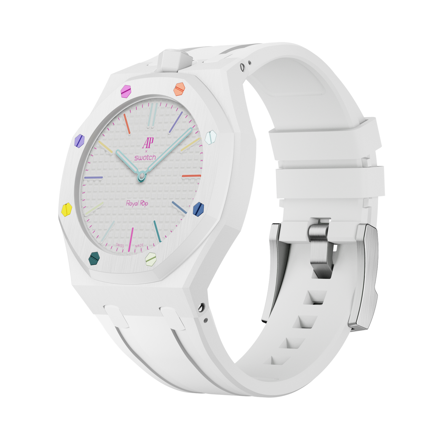 Pop Lock Silicone Strap - Royal Pop White
