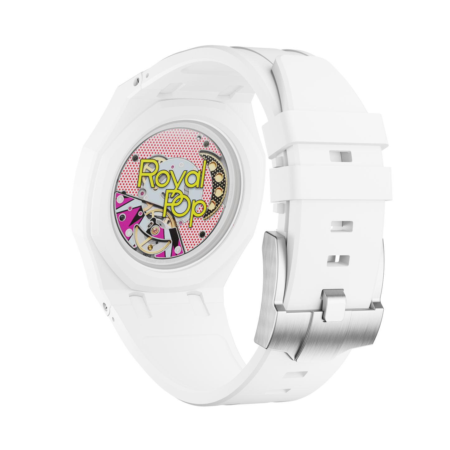Pop Lock Silicone Strap - Royal Pop White