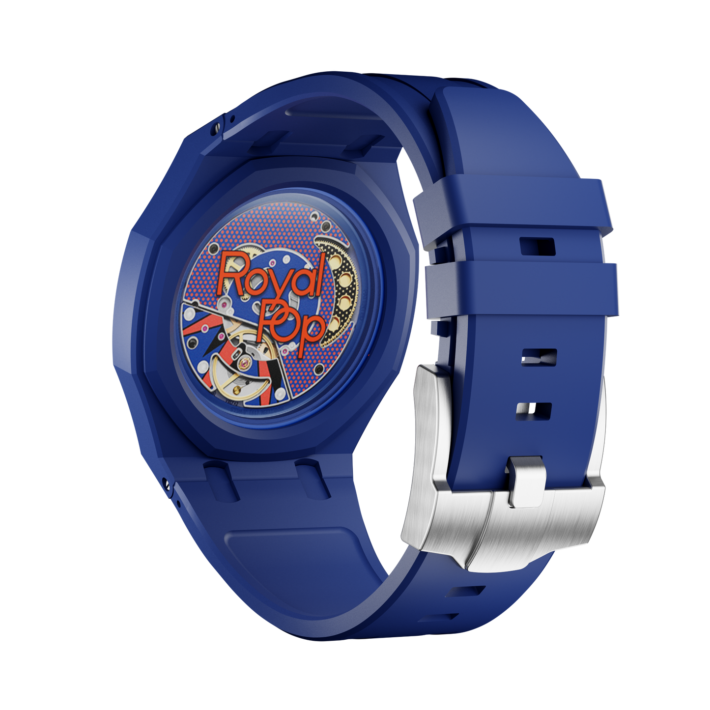Pop Lock Silicone Strap - Royal Pop Orange Blue